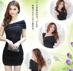 【黒】キャバ服 クラブ ドレス キャバ セクシー プリーツ ナイト ワンピース