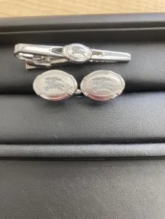 BURBERRY カフリンクス タイバー セット ホースロゴ シルバー