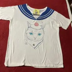 猫イラスト セーラー襟 Tシャツ Lサイズ
