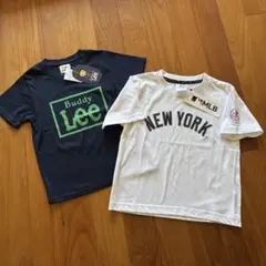 新品未使用タグ付き LEE リー MLB NY ネイビー 白 Tシャツ 120