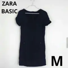 ZARA ベーシック ネイビー 半袖 チュニック ポケット付きのサムネイル