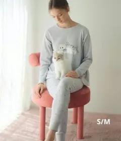 新品＊ PEACH JOHN ルームウェア 上下 グレー S/M ねこ柄のサムネイル