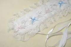 ハンドメイド　ホワイト フリル リボン ヘッドドレス　ヘアバンド