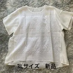 provador パネルレース切替エアリーブラウスホワイト3L新品