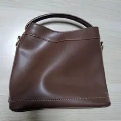 ブラウン合成皮革ハンドバッグ