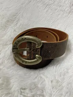 DIESEL 本革 レザーベルト ブラウン ヴィンテージ　ビッグバックル