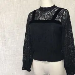 Angelina デザインシースルーカットソーブラウス 丈短い