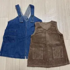 ジャンバースカート （ブラウン：サイズ70、デニム：サイズ80）