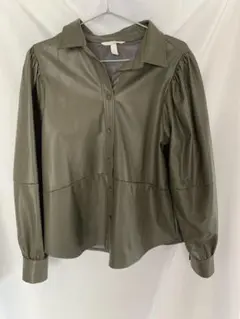 H&M オリーブグリーン カーキ ボタンアップ M