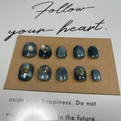 優*様 ダークブルー グラデーションネイルチップ 10個セット