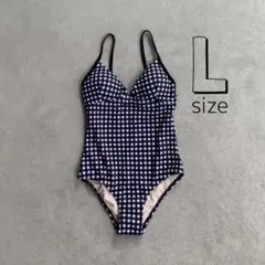 ギンガムチェック スイムウェア 黒 L 人気 流行り 水着 大人 シンプル