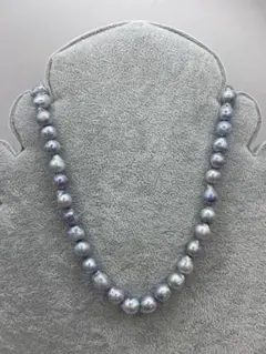 ナチュラルグレー　本真珠silverネックレス　天然 8mm