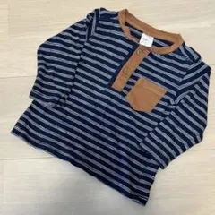 ストライプ 長袖Tシャツ ネイビー