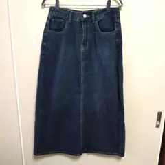 ダークデニム ストレートカット ロングスカート L