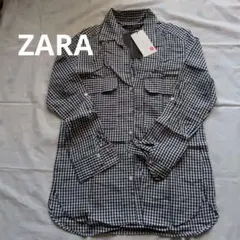 新品未使用タグ付き　ZARA WOMAN ギンガムチェック長袖チュニックシャツ