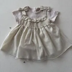 アイボリー フリル付きワンピース セット　80サイズ