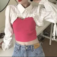 SHEIN ショートデザインガーリーシャツ フリー