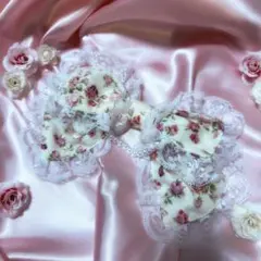 姫ギャルリボンロリータリズリサ系体育祭盛り髪文化祭小花柄バレッタヘッドドレス