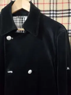 高級品！銀ボタン　ダブルブレストジャケット型コート　ベルベット