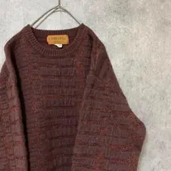 90s vintage 総柄ニット　セーター　メンズ　M 古着　個性派 B4