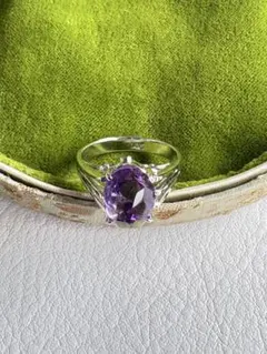 シルバーリング・アメジスト・天然石・SILVER・約１４.５号