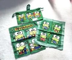未使用　けろけろけろっぴ　巾着袋　ハンカチ　3点セット 昭和レトロ　当時物