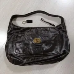 COACH コーチ ショルダーバッグ パテントレザー エナメル ブラウン