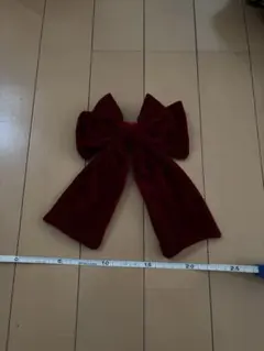 バーガンディ ベルベット リボンヘアアクセサリー（クリップ付き）