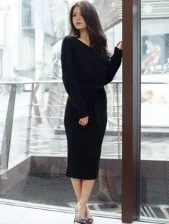 最新★リップサービス★カシュクールケーブルセットアップ ブラック/M 新品タグ付