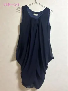 パーティドレス ワンピース M 結婚式 オケージョンドレス ネイビー 3way