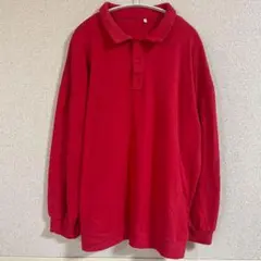 訳あり　ポロシャツ風 スウェット XL 赤 オーバーサイズ ゆるだぼ ストリート