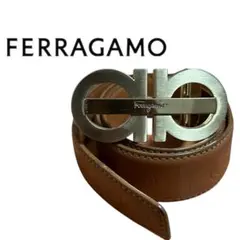 FERRAGAMO ブラウン レザーベルト ガンチーニ
