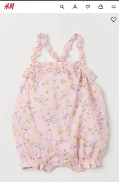 H&M 花柄ロンパース 2-3Y ピンク　オールインワン