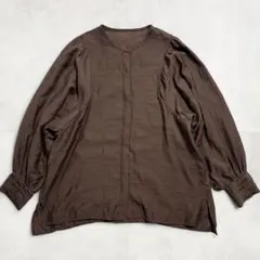 美品 グリーンレーベルリラクシング ウェッジ スリーブ ブラウス II ブラウン