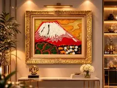片岡球子「めで多き富士」油彩画 富士山 風景画 額装 インテリア #404