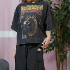 THRASHER スラッシャー Tシャツ コミックプリント クロップド丈　黒のサムネイル
