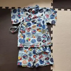 青色 花火プリント 甚平 80センチ