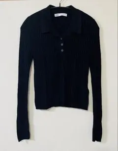 美品　ZARAザラ　リブニット　ポロセーター