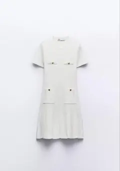 ZARA ボックスプリーツニットワンピース　xs