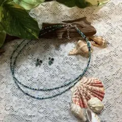 ターコイズ系ネックレス＆ピアス