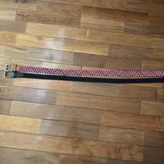 カジュアル編み込みベルト 赤白黒