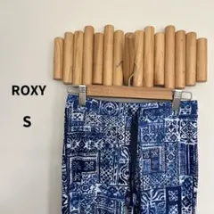 ロキシー【S】フィットネス ロングパンツ レギンス ブルー ホワイト