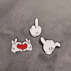 指デザインピンバッジ　ハンドサイン3個セット/Disney