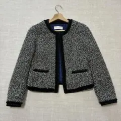 TOMORROWLAND ボールジー 38 ウール ノーカラーツイードジャケット