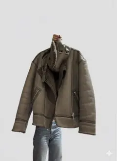 ZARA シープスキン グレー ムートンコート M