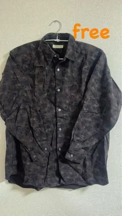 ダークブラウン・ブラック花柄長袖シャツ