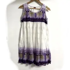 ノースリーブチュニック 白紫 フェアリーグランジ　森ガール　y2k