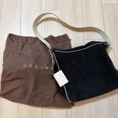 【希少】CELINE セリーヌ Cマカダム スエード ワンショルダーバッグ 黒のサムネイル