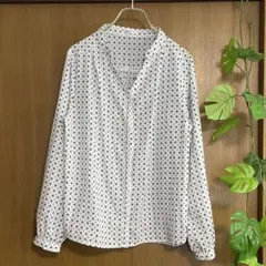 GLACIER Honeys 長袖シャツ Lサイズ ドット柄　Vネック