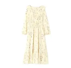 ナチュラルビューティーベーシック　ラッフルフラワーワンピース　イエロー PS